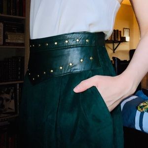 Vintage Danier Leather Pencil Skirt w Gold Accents